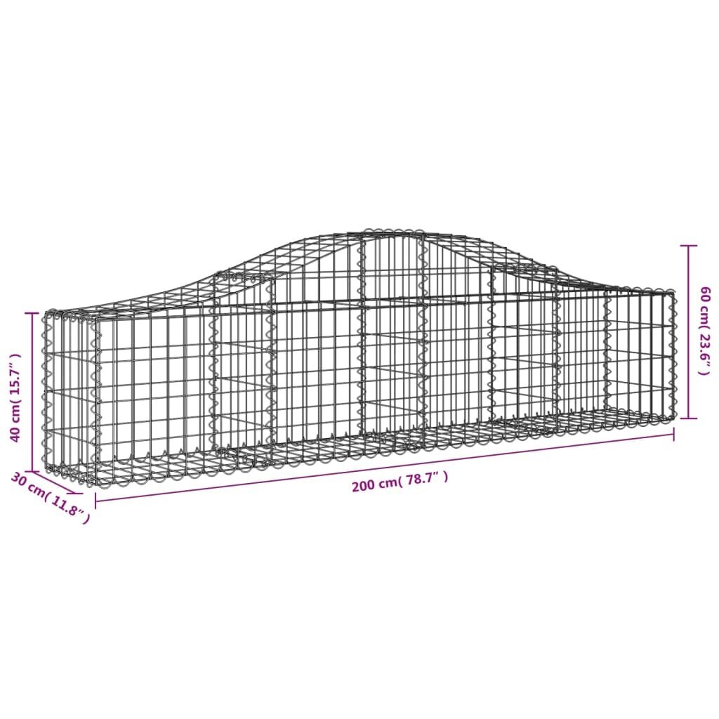 vidaXL kaarekujulised gabioonkorvid 6 tk, 200x30x40/60 cm, raud цена и информация | Aiad ja tarvikud | kaup24.ee