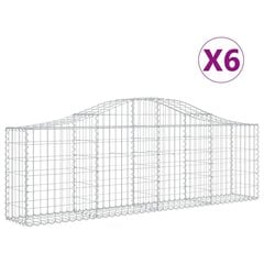 vidaXL kaarekujulised gabioonkorvid 6 tk, 200x30x60/80 cm, raud цена и информация | Заборы и принадлежности к ним | kaup24.ee