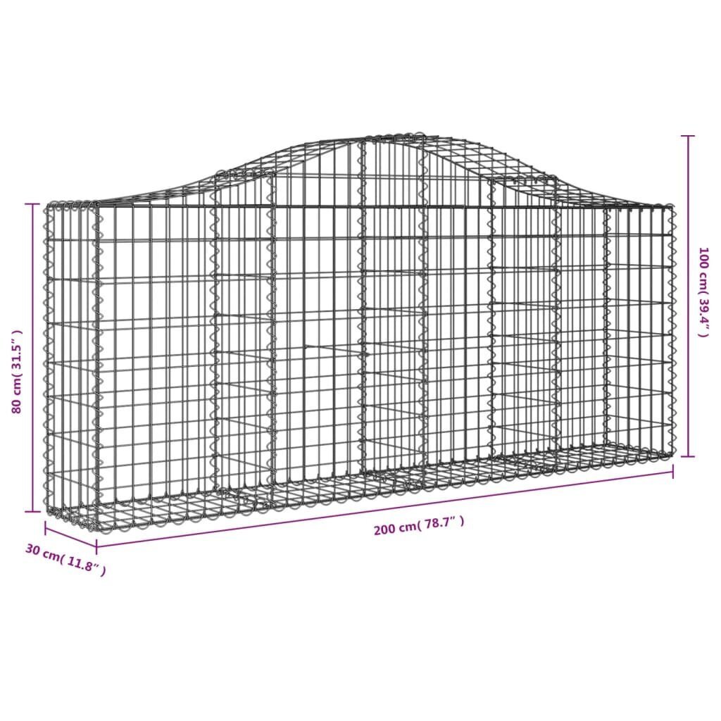 vidaXL kaarekujulised gabioonkorvid 3 tk, 200x30x80/100 cm, raud hind ja info | Aiad ja tarvikud | kaup24.ee