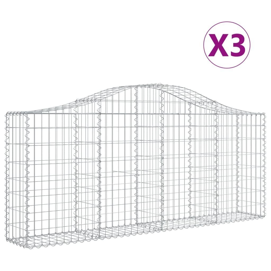 vidaXL kaarekujulised gabioonkorvid 3 tk, 200x30x80/100 cm, raud hind ja info | Aiad ja tarvikud | kaup24.ee