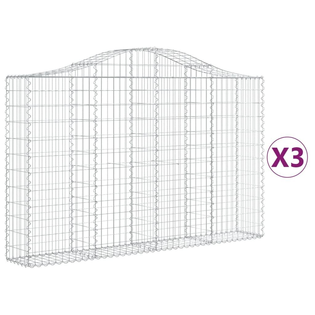 vidaXL kaarekujulised gabioonkorvid 3 tk, 200x30x120/140 cm, raud цена и информация | Aiad ja tarvikud | kaup24.ee