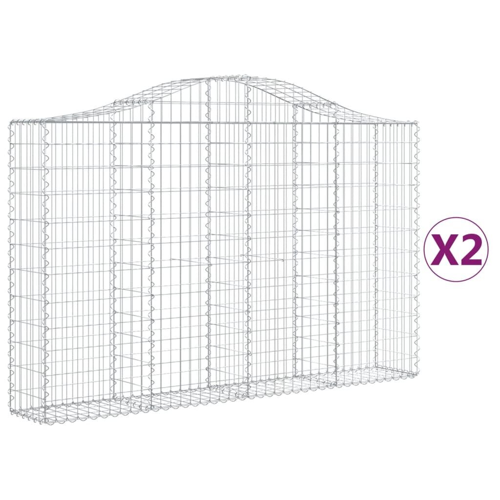 vidaXL kaarekujulised gabioonkorvid 2 tk, 200x30x120/140 cm, raud цена и информация | Aiad ja tarvikud | kaup24.ee