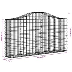 vidaXL kaarekujulised gabioonkorvid 6 tk, 200x30x100/120 cm, raud цена и информация | Заборы и принадлежности к ним | kaup24.ee