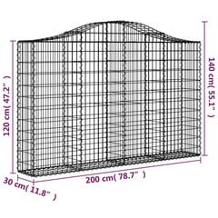 vidaXL kaarekujulised gabioonkorvid 5 tk, 200x30x120/140 cm, raud цена и информация | Заборы и принадлежности к ним | kaup24.ee