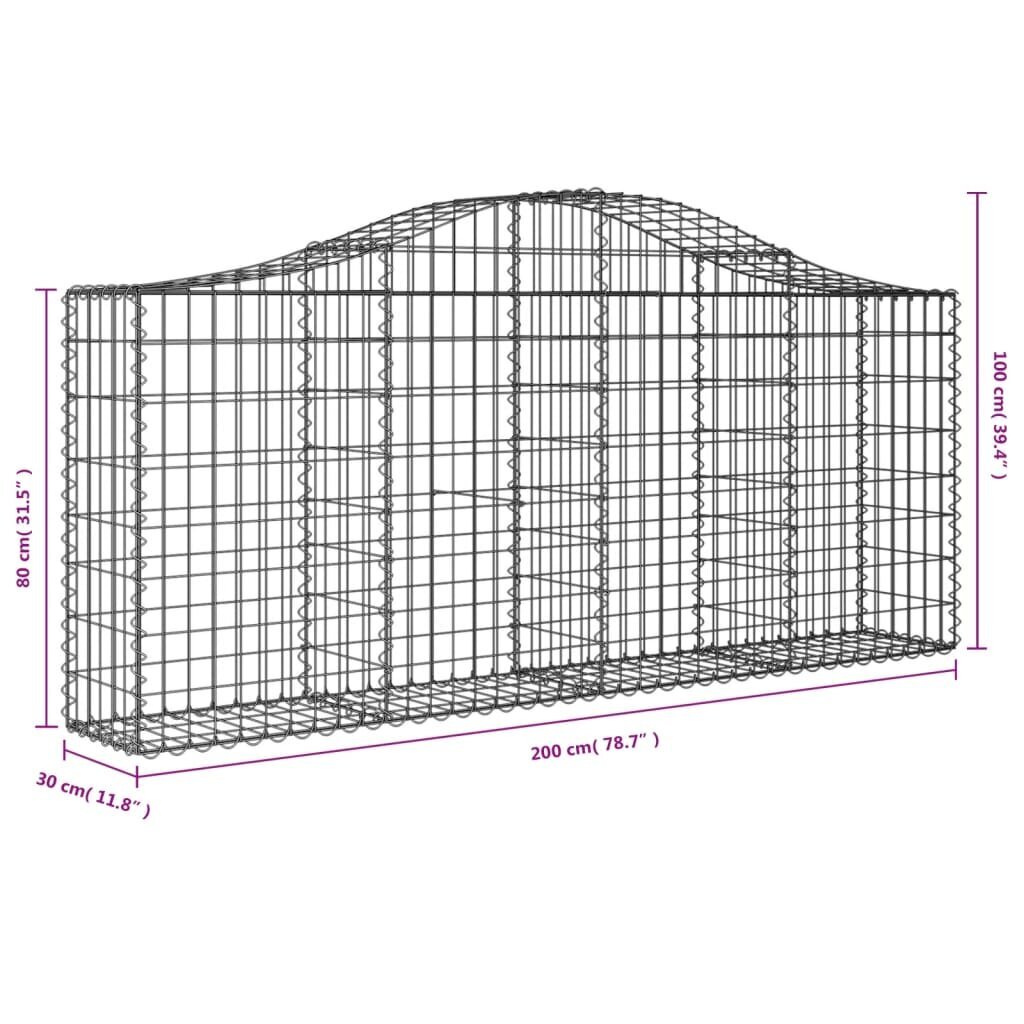 vidaXL kaarekujulised gabioonkorvid 14 tk, 200x30x80/100 cm, raud hind ja info | Aiad ja tarvikud | kaup24.ee