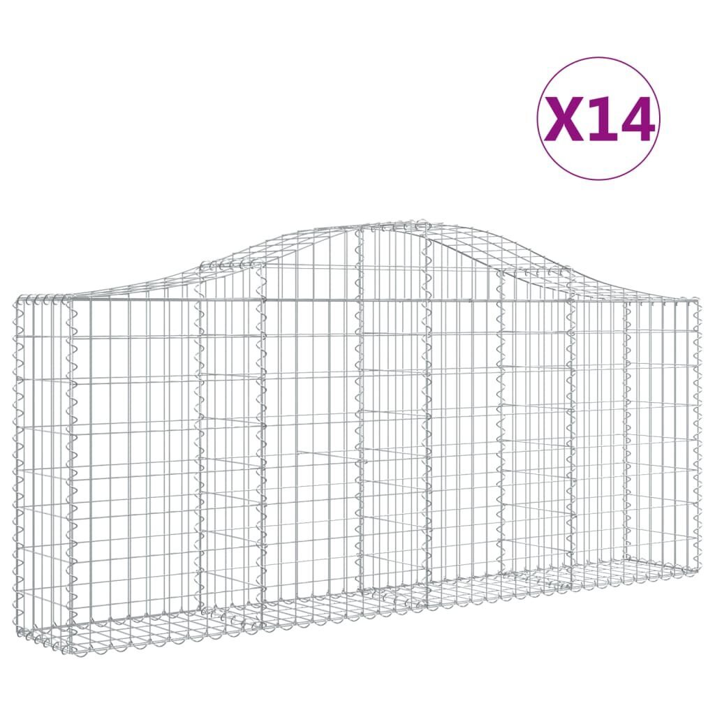 vidaXL kaarekujulised gabioonkorvid 14 tk, 200x30x80/100 cm, raud hind ja info | Aiad ja tarvikud | kaup24.ee