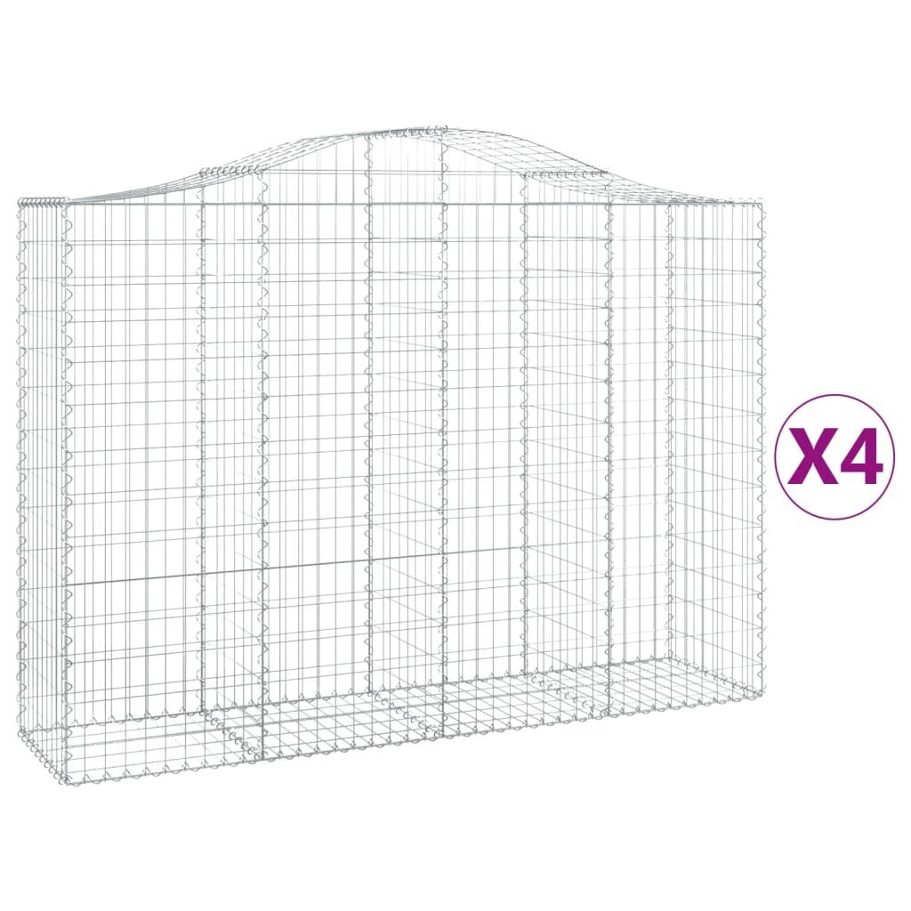 vidaXL kaarekujulised gabioonkorvid 4 tk, 200x50x140/160 cm, raud hind ja info | Aiad ja tarvikud | kaup24.ee