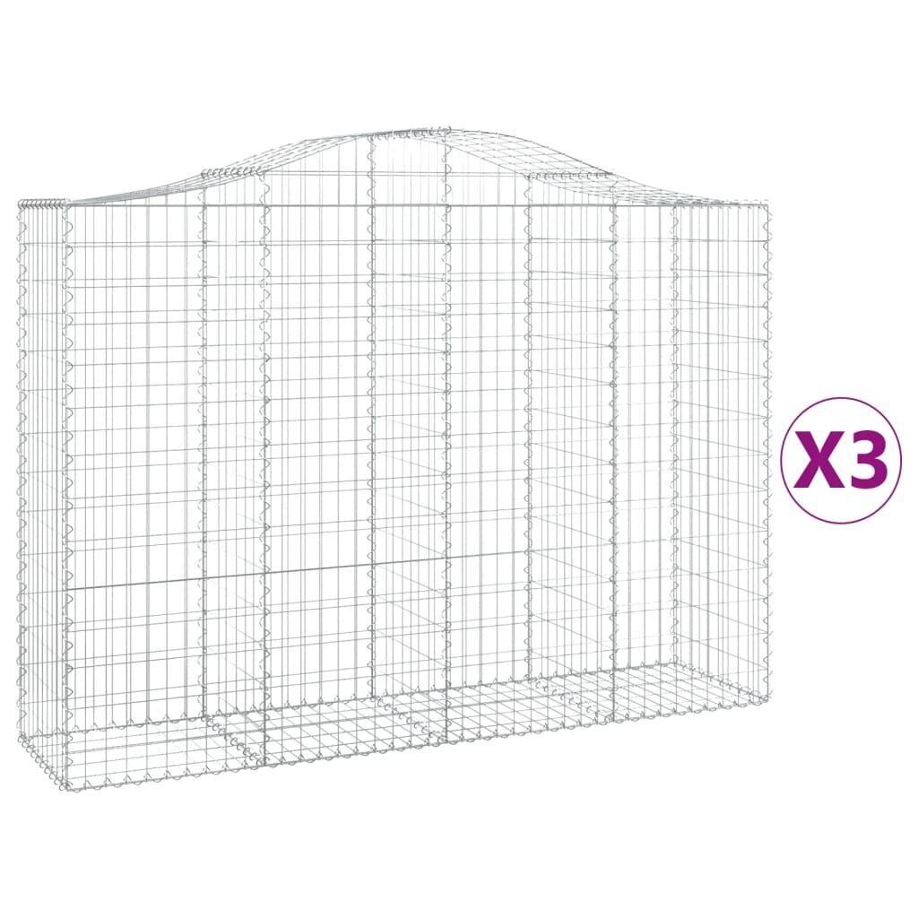 vidaXL kaarekujulised gabioonkorvid 3 tk, 200x50x140/160 cm, raud hind ja info | Aiad ja tarvikud | kaup24.ee