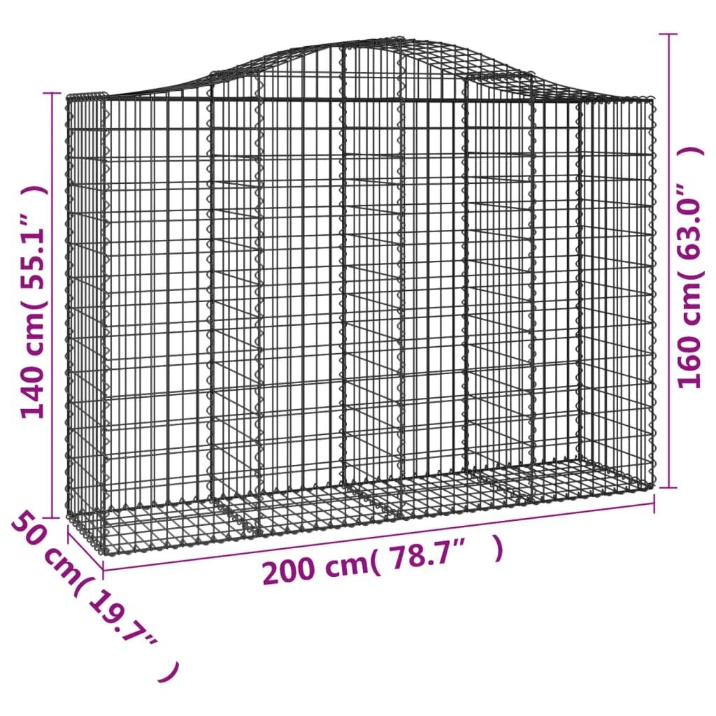 vidaXL kaarekujulised gabioonkorvid 3 tk, 200x50x140/160 cm, raud hind ja info | Aiad ja tarvikud | kaup24.ee