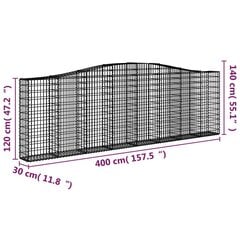 vidaXL kaarekujulised gabioonkorvid 9 tk, 400x30x120/140 cm, raud hind ja info | Aiad ja tarvikud | kaup24.ee