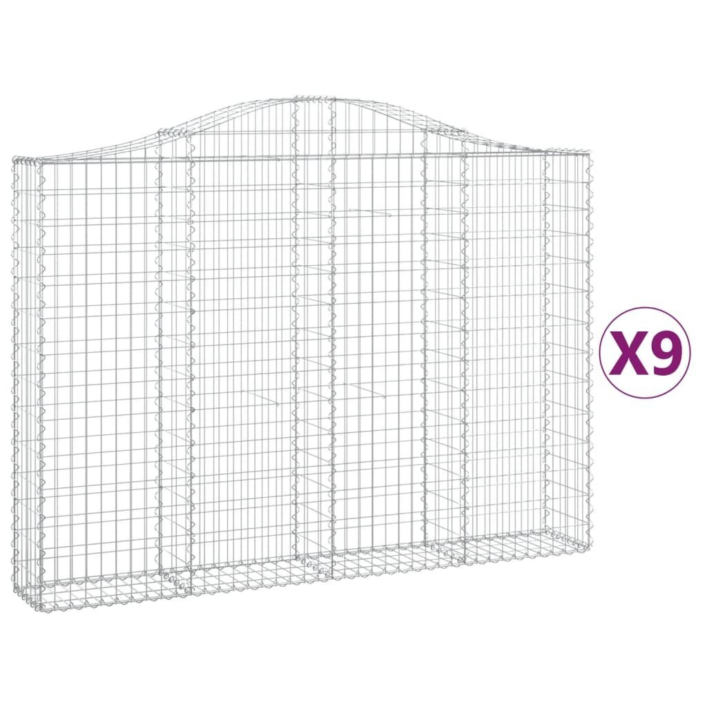 vidaXL kaarekujulised gabioonkorvid 9 tk, 200x30x140/160 cm, raud hind ja info | Aiad ja tarvikud | kaup24.ee