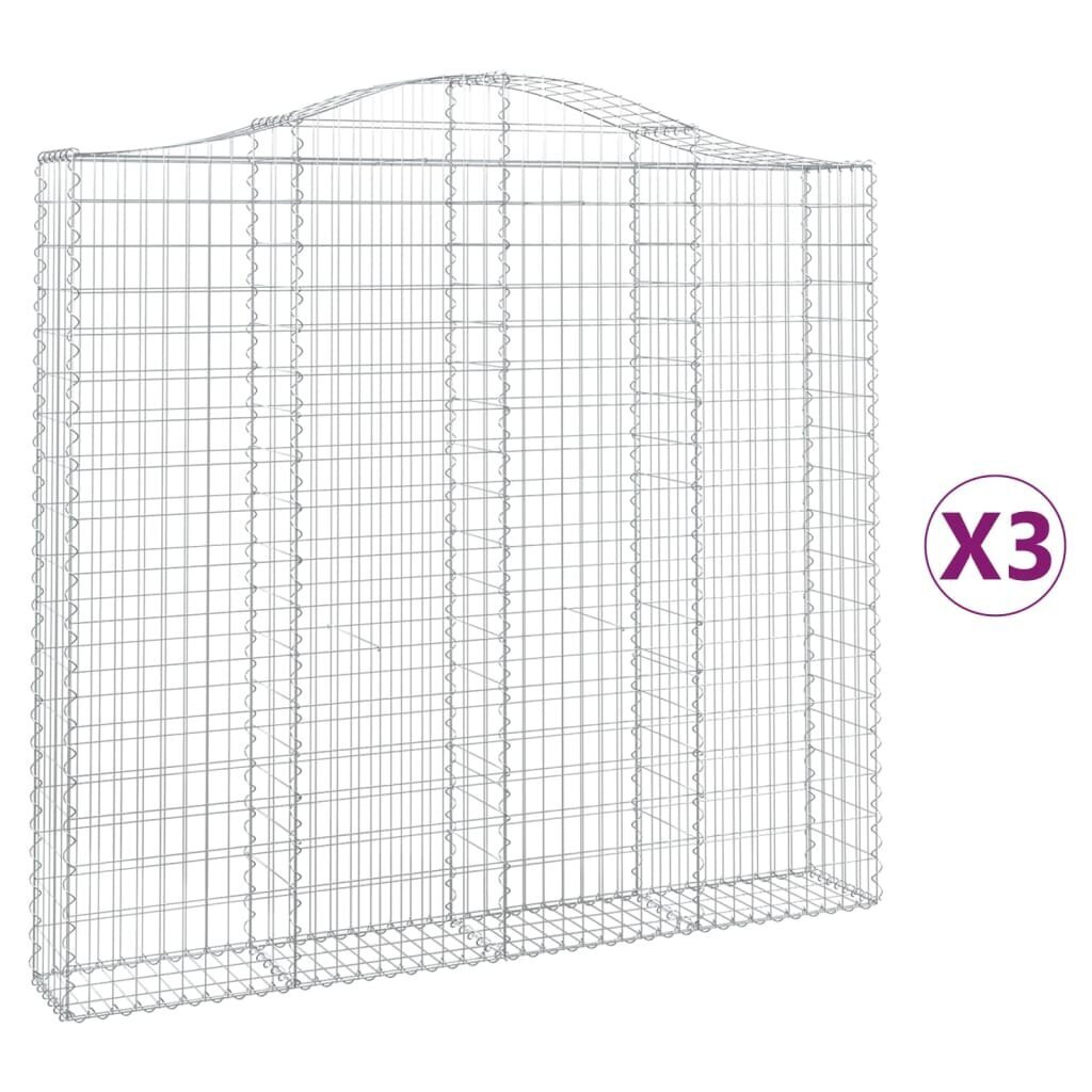 vidaXL kaarekujulised gabioonkorvid 3 tk, 200x30x180/200 cm, raud hind ja info | Aiad ja tarvikud | kaup24.ee