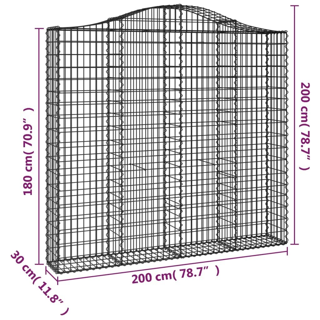 vidaXL kaarekujulised gabioonkorvid 3 tk, 200x30x180/200 cm, raud hind ja info | Aiad ja tarvikud | kaup24.ee