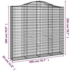 vidaXL kaarekujulised gabioonkorvid 6 tk, 200x30x180/200 cm, raud hind ja info | Aiad ja tarvikud | kaup24.ee