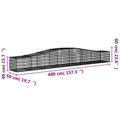 vidaXL kaarekujulised gabioonkorvid 2 tk, 400x50x40/60 cm, raud цена и информация | Заборы и принадлежности к ним | kaup24.ee