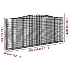 vidaXL kaarekujulised gabioonkorvid 5 tk, 400x30x160/180 cm, raud hind ja info | Aiad ja tarvikud | kaup24.ee