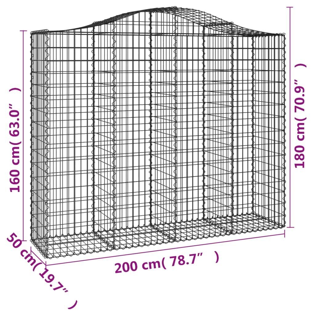 vidaXL kaarekujulised gabioonkorvid 4 tk, 200x50x160/180 cm, raud цена и информация | Aiad ja tarvikud | kaup24.ee