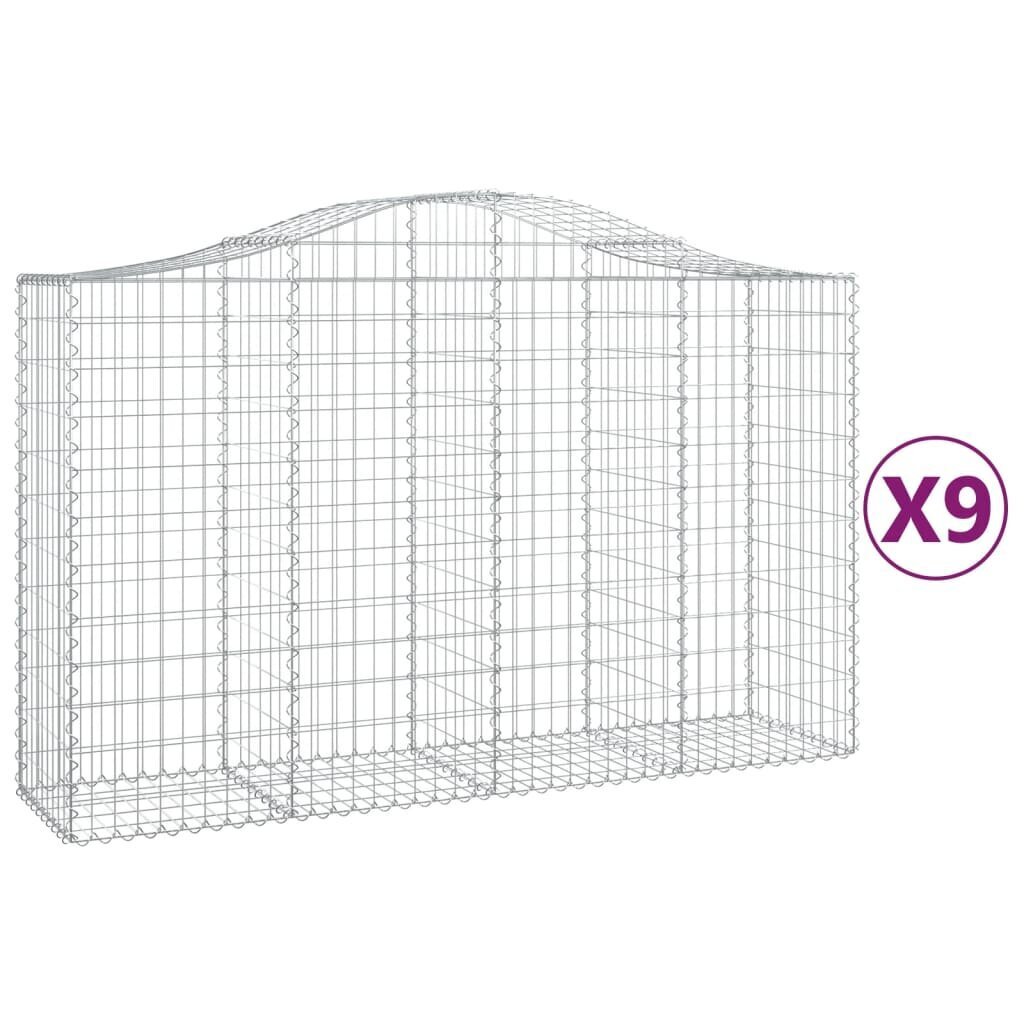 vidaXL kaarekujulised gabioonkorvid 9 tk, 200x50x120/140 cm, raud hind ja info | Aiad ja tarvikud | kaup24.ee