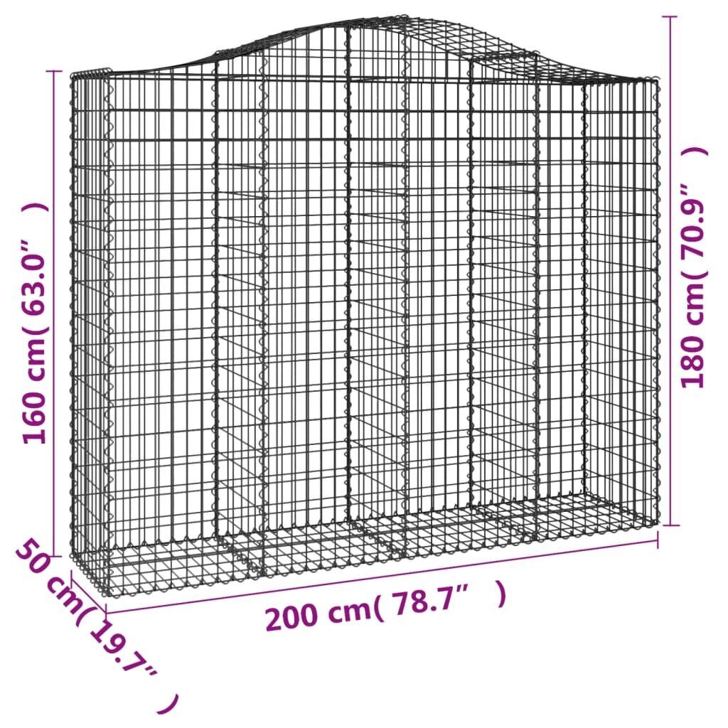 vidaXL kaarekujulised gabioonkorvid 5 tk, 200x50x160/180 cm, raud hind ja info | Aiad ja tarvikud | kaup24.ee