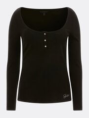 Топ с длинным рукавом GUESS JEANS Karlee Jewel Btn Henley Jet Black 563934800 цена и информация | Футболка женская | kaup24.ee