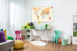 Карта мира из пробкового дерева нежного цвета, 60x40 см. цена и информация | Картины, живопись | kaup24.ee