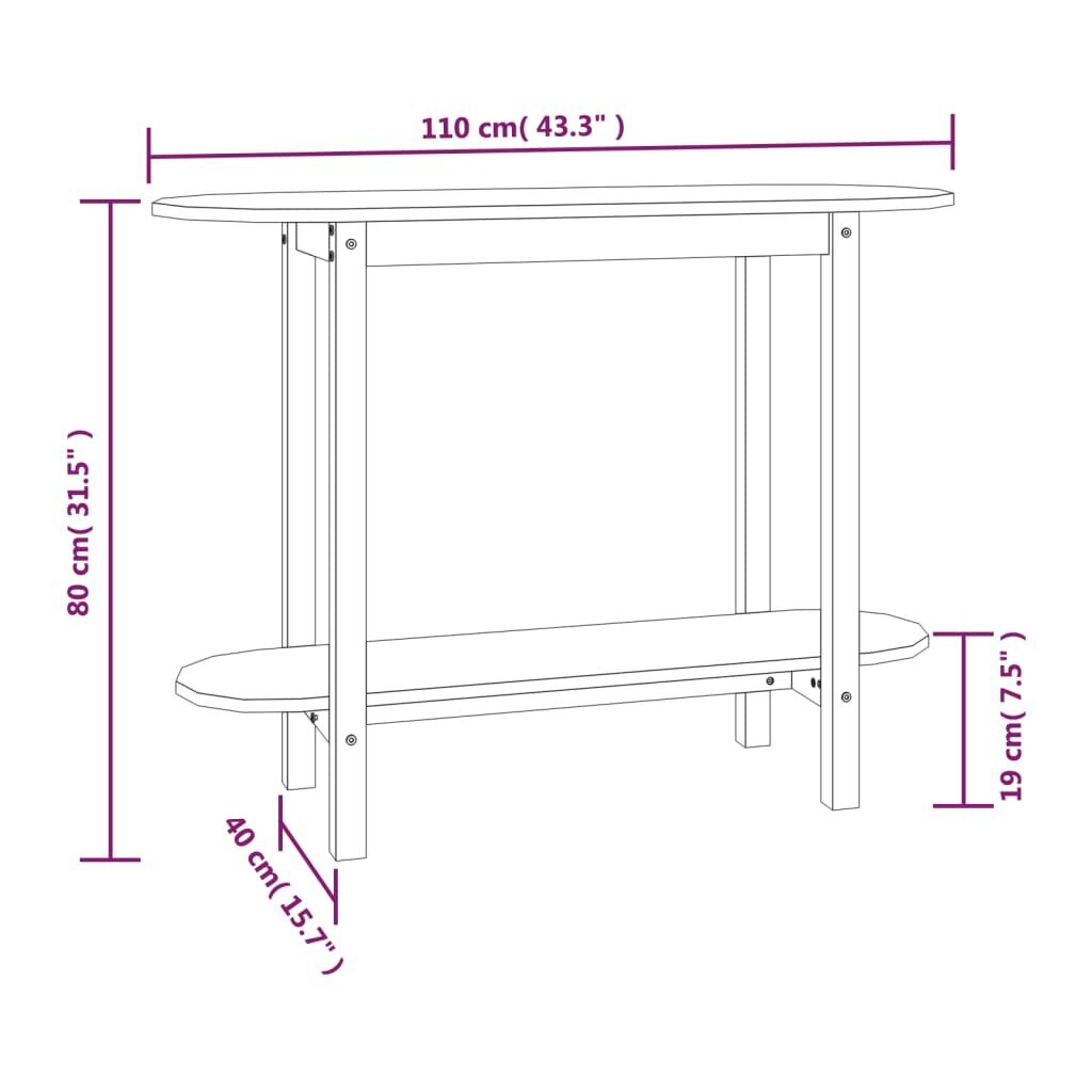 vidaXL konsoollaud, must, 110x40x80 cm, männipuit цена и информация | Konsoollauad | kaup24.ee