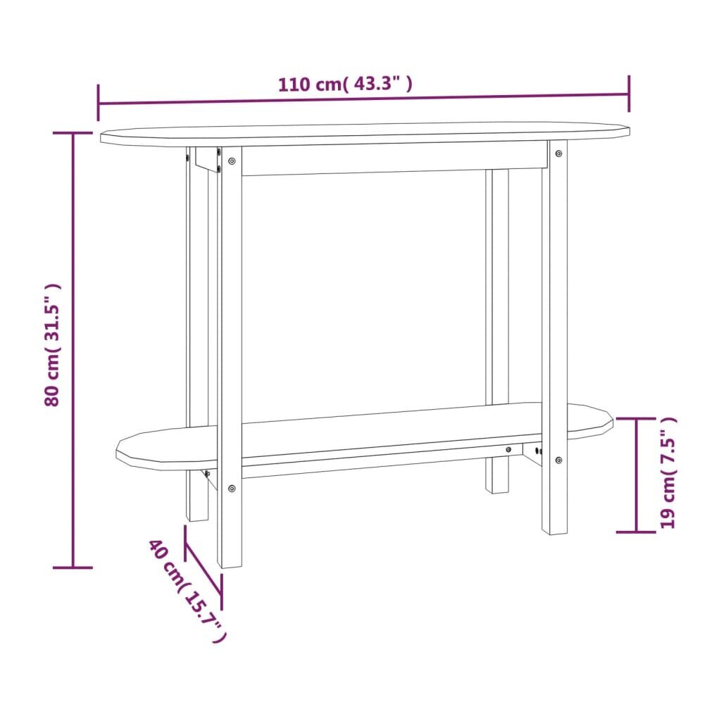 vidaXL konsoollaud, hall, 110x40x80 cm, männipuit цена и информация | Konsoollauad | kaup24.ee