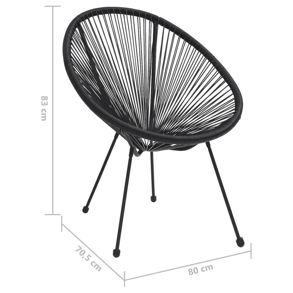 vidaXL korvtoolid aeda 2 tk, rotang, must hind ja info | Aiatoolid | kaup24.ee