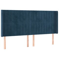 vidaXL voodipeats servadega, tumesinine, 163x16x118/128 cm, samet цена и информация | Кровати | kaup24.ee