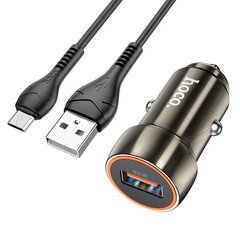 Автомобильная зарядка Hoco Z46 USB-A 18W QC3.0 + MicroUSB серая цена и информация | Зарядные устройства для телефонов | kaup24.ee