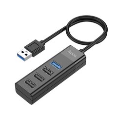 USB jaotur Hoco HB25 Easy mix 4-in-1 converter USB-A to 1xUSB3.0+3xUSB2.0 must hind ja info | Hoco Arvutid ja IT- tehnika | kaup24.ee