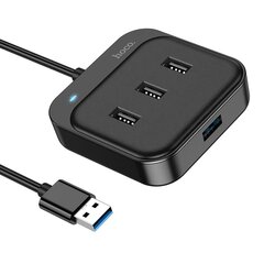 USB разветвитель Hoco HB31 Easy 4-in-1 converter USB to USB3.0 + 3xUSB2.0 1.2m черный цена и информация | Адаптер Aten Video Splitter 2 port 450MHz | kaup24.ee