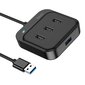 USB jaotur Hoco HB31 Easy 4-in-1 converter USB to USB3.0 + 3xUSB2.0 1.2m must hind ja info | USB jagajad, adapterid | kaup24.ee