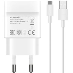 Laadija originaal Huawei HW-050100E01 + kaabel MicroUSB 1m ilma pakendita valge цена и информация | Зарядные устройства для телефонов | kaup24.ee