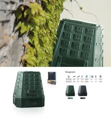 Компостный бункер Properplast Evogreen IKEV630Z 630 л, лесной зеленый цена и информация | Уличные контейнеры, контейнеры для компоста | kaup24.ee