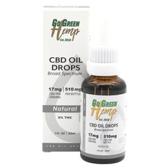 CBD õli GoGreen Hemp, 30 ml, 510 mg, looduslik hind ja info | Eeterlikud ja kosmeetilised õlid | kaup24.ee