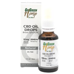 CBD õli GoGreen Hemp, 30 ml, 2040 mg, looduslik hind ja info | Eeterlikud ja kosmeetilised õlid | kaup24.ee