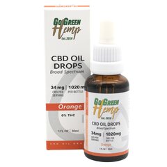 CBD õli GoGreen Hemp, 30 ml, 1020 mg, apelsin hind ja info | Eeterlikud ja kosmeetilised õlid | kaup24.ee