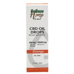 CBD õli GoGreen Hemp, 30 ml, 2040 mg, apelsin hind ja info | Eeterlikud ja kosmeetilised õlid | kaup24.ee