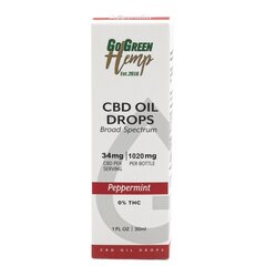 CBD õli GoGreen Hemp, 30 ml, 1020 mg, piparmünt hind ja info | Eeterlikud ja kosmeetilised õlid | kaup24.ee