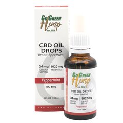 CBD õli GoGreen Hemp, 30 ml, 1020 mg, piparmünt hind ja info | Eeterlikud ja kosmeetilised õlid | kaup24.ee