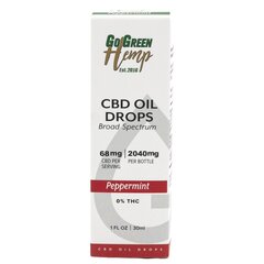 CBD õli GoGreen Hemp, 30 ml, 2040 mg, piparmünt hind ja info | Eeterlikud ja kosmeetilised õlid | kaup24.ee