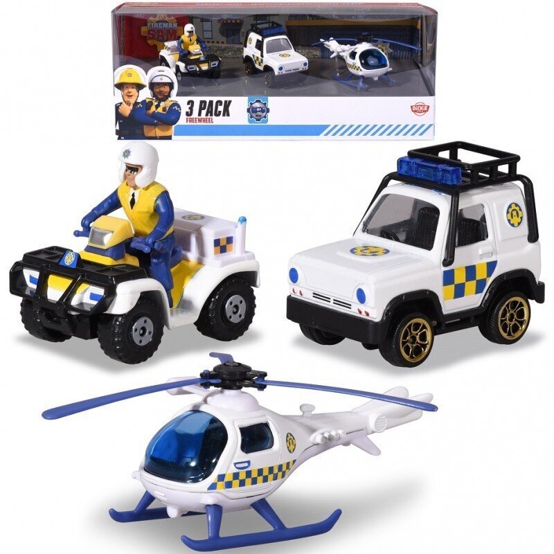 Fireman Sam Politsei autokomplekt Jada, 3 tk hind ja info | Poiste mänguasjad | kaup24.ee
