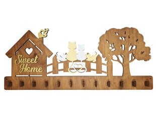 Деревянная ключница с котиками и домиком с надписью “Sweet Home” цена и информация | Детали интерьера | kaup24.ee