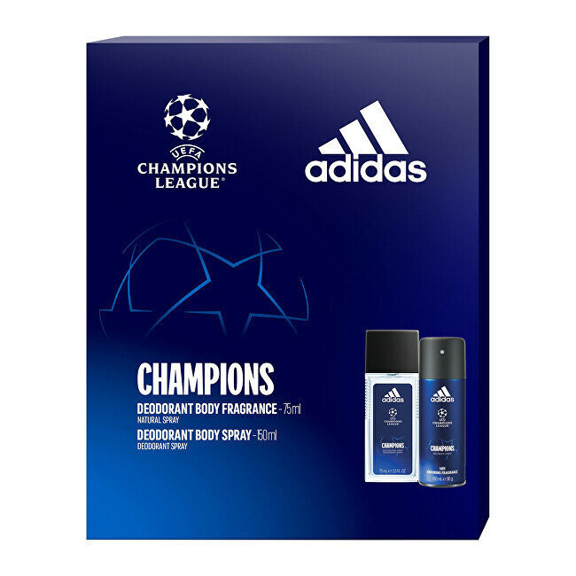 Komplekt meestele Adidas Uefa Champions League Edition: lõhnastatud kehasprei, 75 ml + pihustatav deodorant, 150 ml цена и информация | Lõhnastatud kosmeetika meestele | kaup24.ee