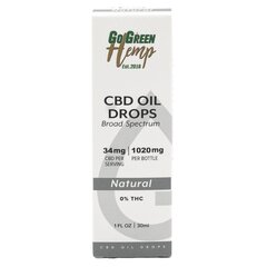 CBD õli GoGreen Hemp, 30 ml, 1020 mg, looduslik hind ja info | Eeterlikud ja kosmeetilised õlid | kaup24.ee