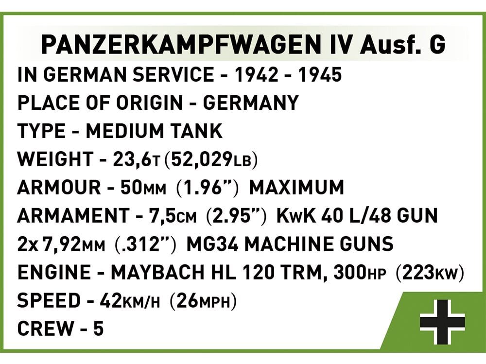 COBI - Plastkonstruktorid Panzer IV Ausf.G, 1/29, 2546 hind ja info | Klotsid ja konstruktorid | kaup24.ee