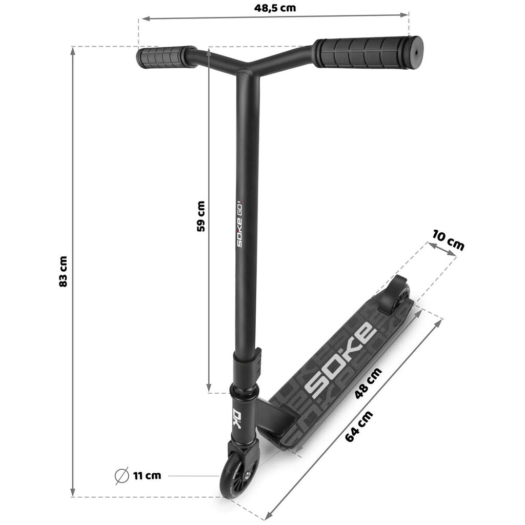 Tõukeratas Soke Go! (1540) Black 100mm hind ja info | Tõukerattad | kaup24.ee