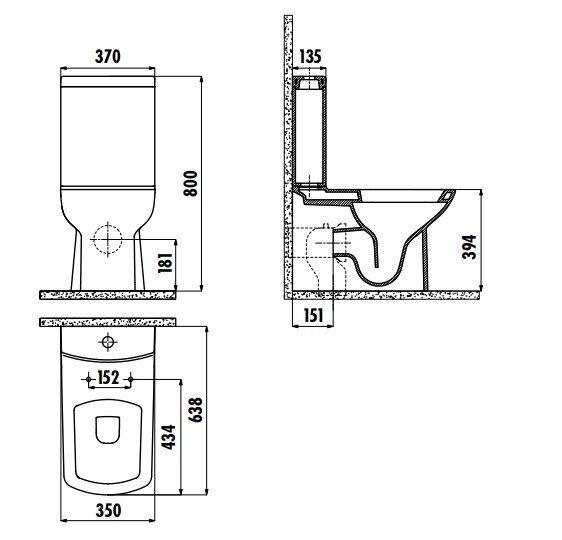 Kompaktne WC pott Premium Lara Creavit 35x80x64 cm, must matt цена и информация | WС-potid | kaup24.ee