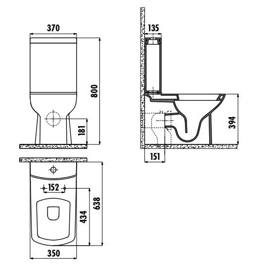 Kompaktne WC pott Premium Lara Creavit 35x80x64 cm, must matt hind |  kaup24.ee
